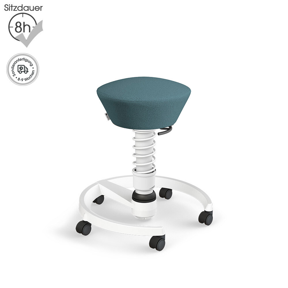 Aeris Swopper mit Rollen | Recyceltes Polyester: Taubenblau meliert | Feder: Standard | Gestell: Weiß