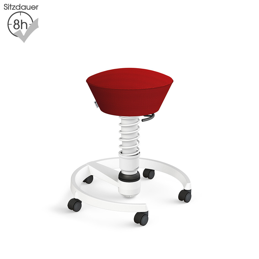 Aeris Swopper mit Rollen | Air-Mesh: Rot | Feder: Standard | Gestell: Weiß