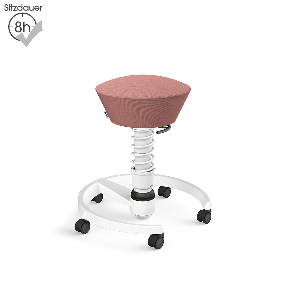 Aeris Swopper mit Rollen | Wolle-unifarben: Blassrosa | Feder: Standard | Gestell: Weiß