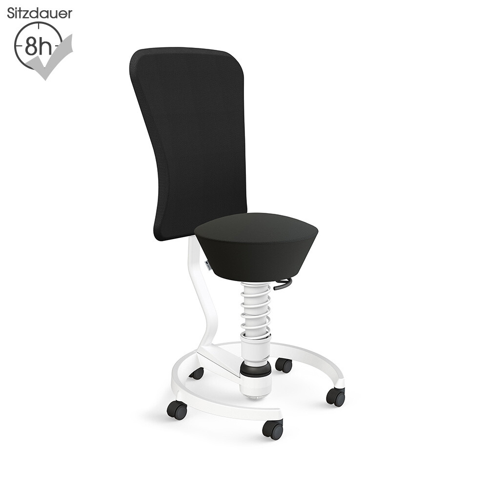 Aeris Swopper Work, Bürostuhl mit Lehne und schwarzem Kunstleder-Bezug, freigestellt