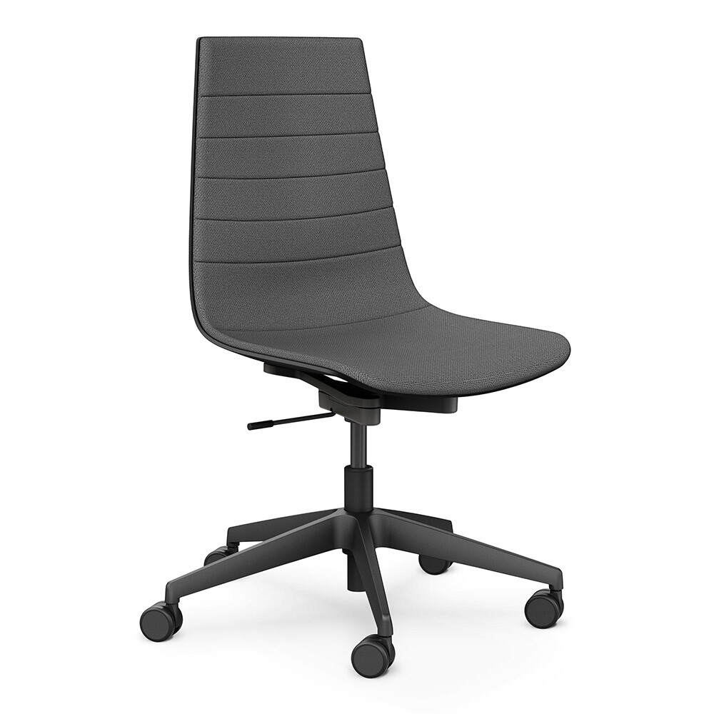 Ergonomischer Büro- und Konferenzstuhl Aeris Linu Task mit Säulen-Ausführung freigestellt vor weißem Hintergrund.