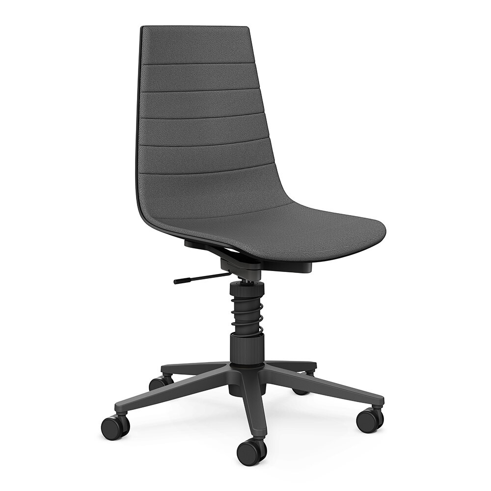 Ergonomischer Büro- und Konferenzstuhl Aeris Linu Task mit Federbein-Ausführung freigestellt vor weißem Hintergrund.