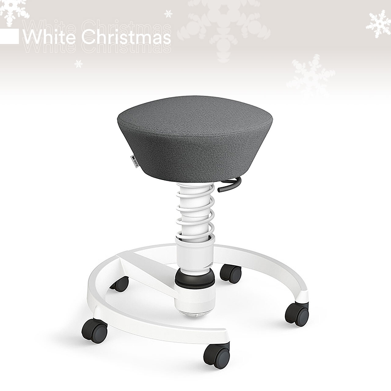 White Christmas Sale: Aeris Swopper mit Rollen | Recyceltes Polyester Cura: Grau meliert | Feder: Light | Gestell: Weiß