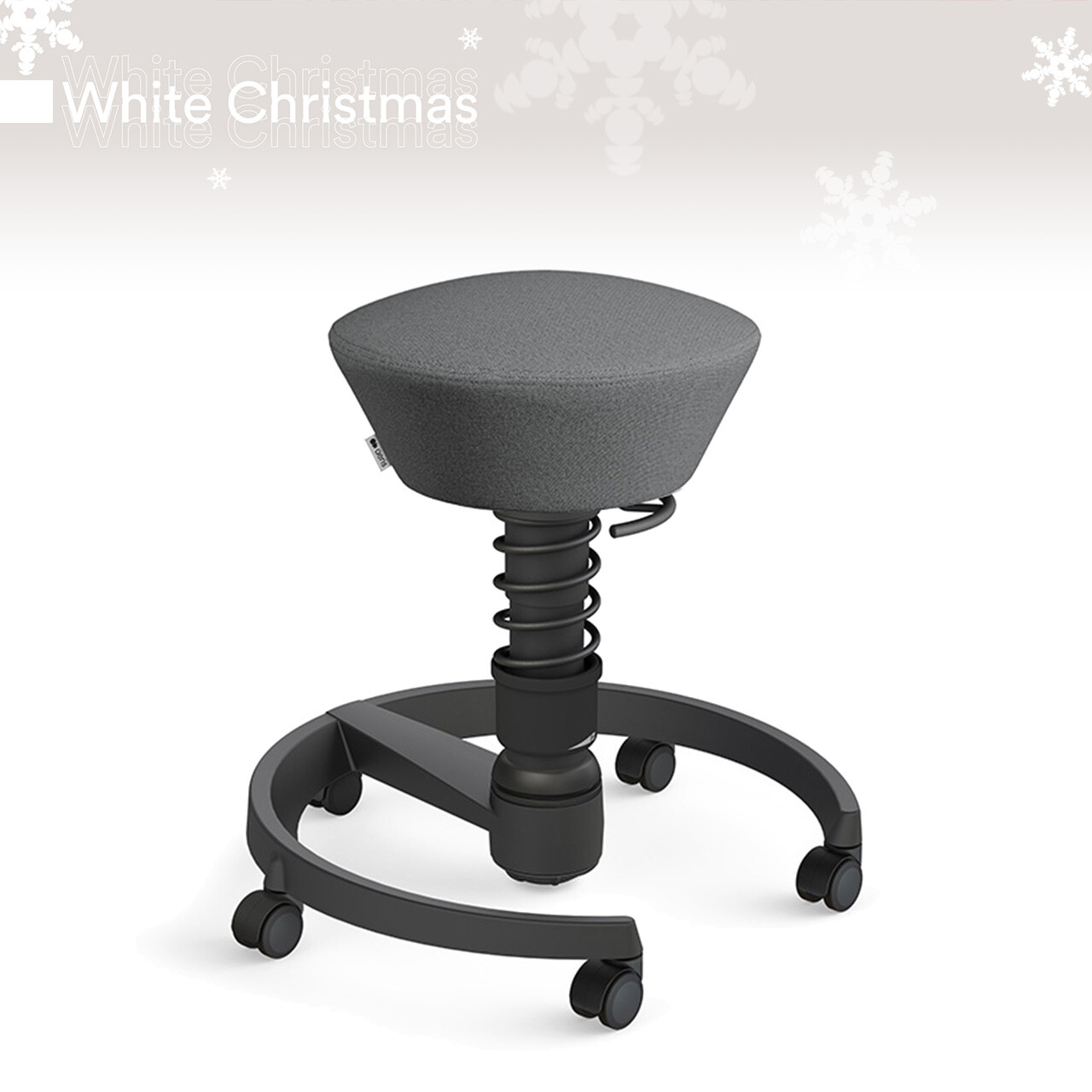 White Christmas Sale: Aeris Swopper mit Rollen | Recyceltes Polyester Cura: Grau meliert | Feder: Low | Gestell: Schwarz