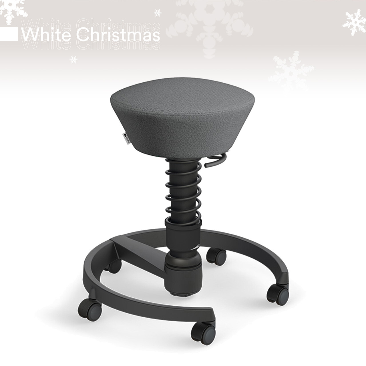 White Christmas Sale: Aeris Swopper mit Rollen | Recyceltes Polyester Cura: Grau meliert | Feder: Standard | Gestell: Schwarz