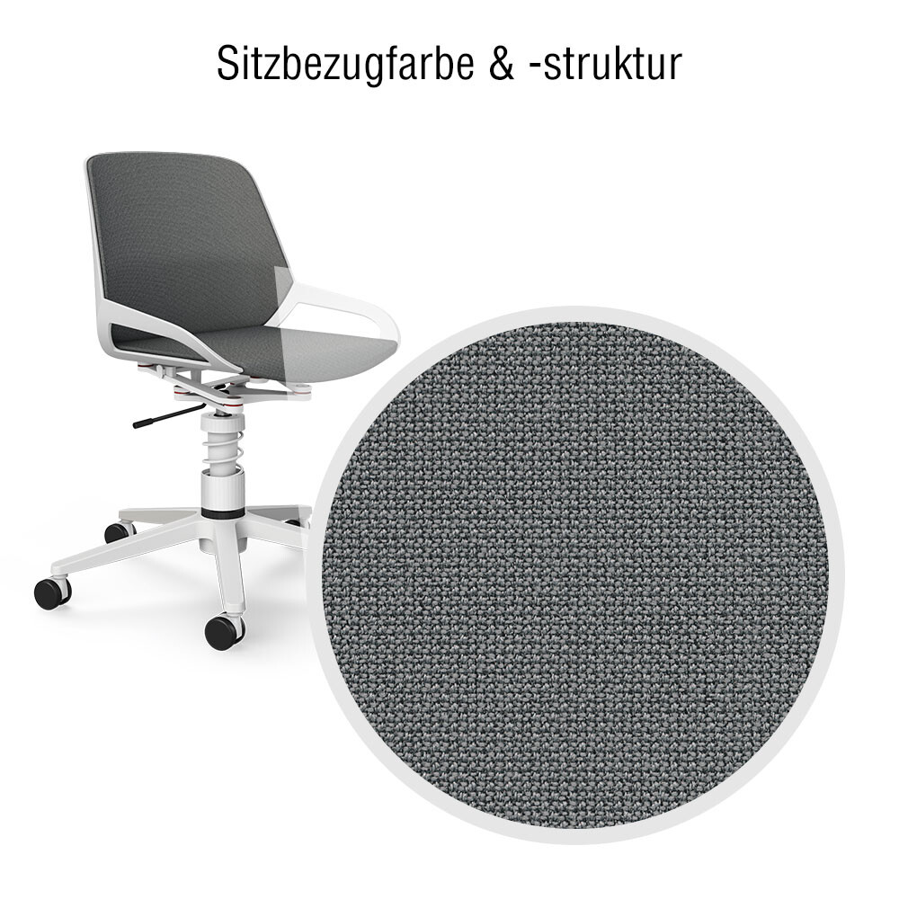 Nahaufnahme des Sitzbezugs, Recyceltes Polyester Cura grau meliert