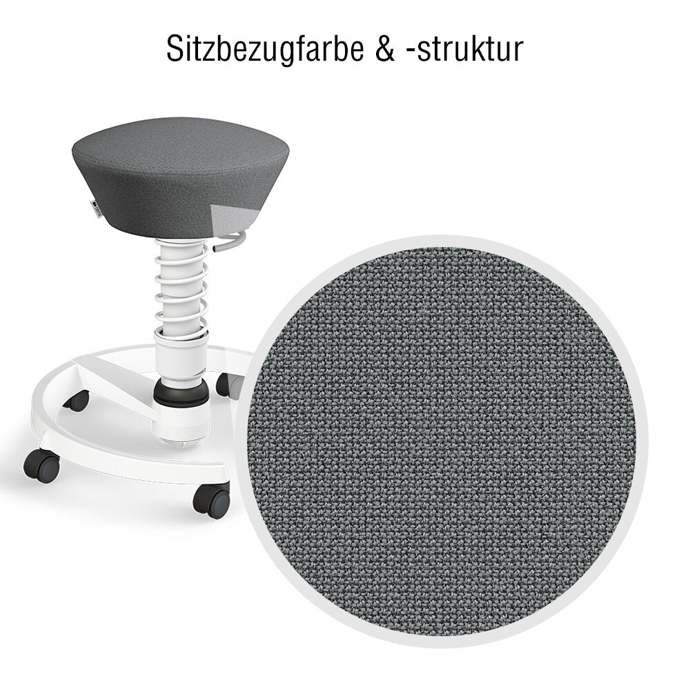 Nahaufnahme des Sitzbezugs, Recyceltes Polyester Cura grau meliert