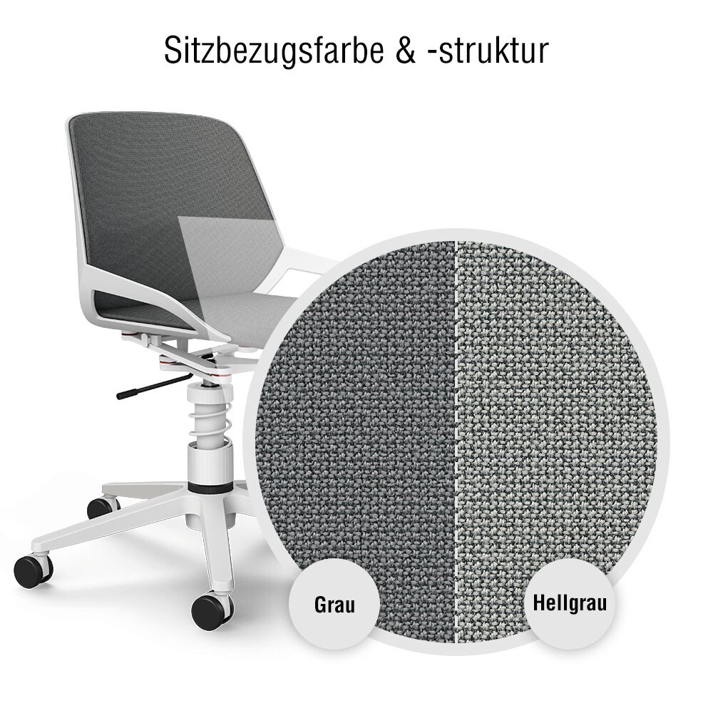 Nahaufnahme des Sitzbezugs, Recyceltes Polyester Cura grau meliert und hellgrau meliert