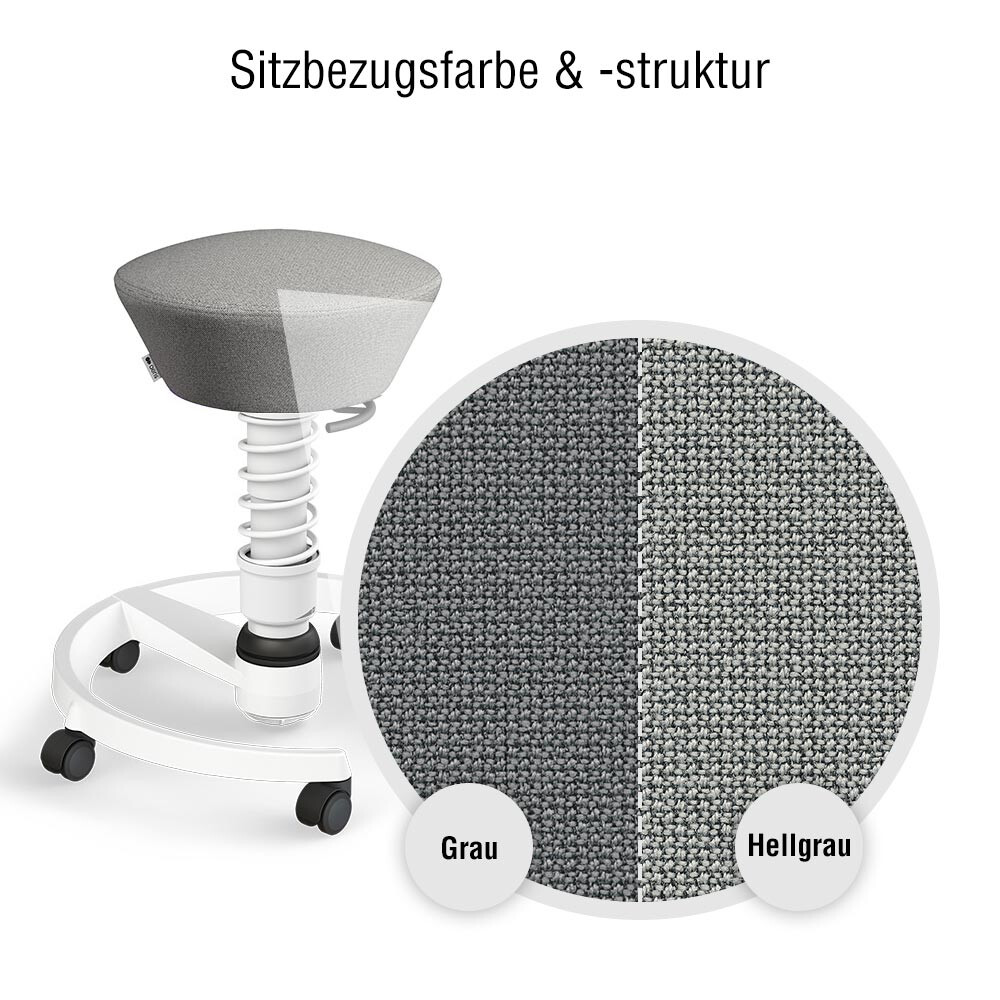 Nahaufnahme des Sitzbezugs, Recyceltes Polyester Cura grau meliert und hellgrau meliert