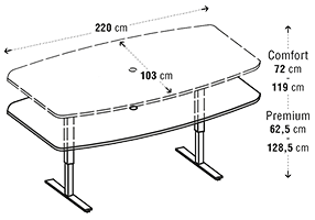 Abmessung der elektrischen Konferenztisch Serie