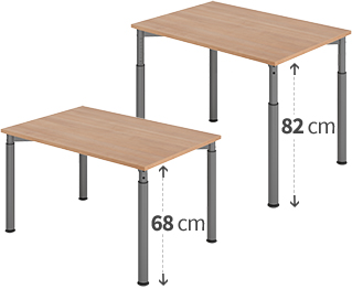 Y-Schreibtisch mit manueller Höhenverstellung