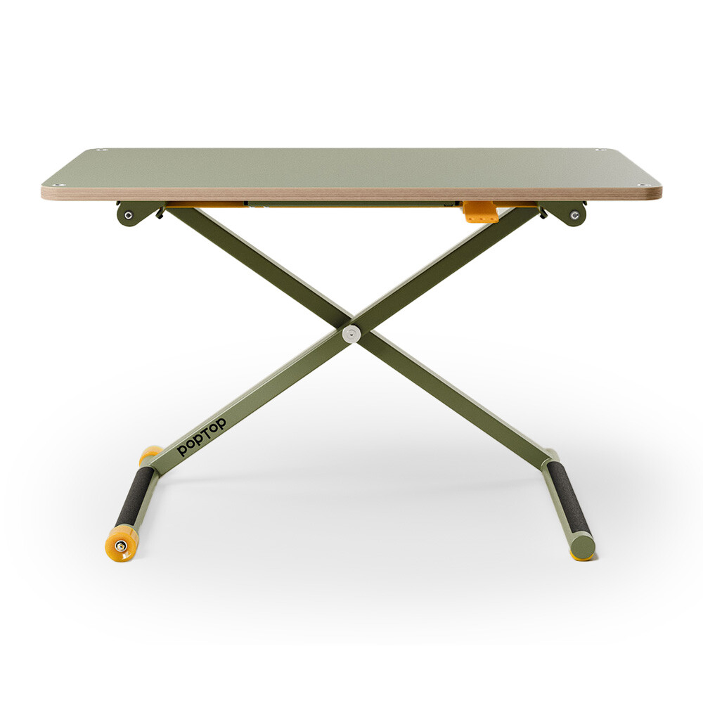 poptop Kinderschreibtisch - kinderleicht verstellbar ohne Strom / Größe: 115x65 cm / Farbe: Grün / Gestell-Farbe: Grün