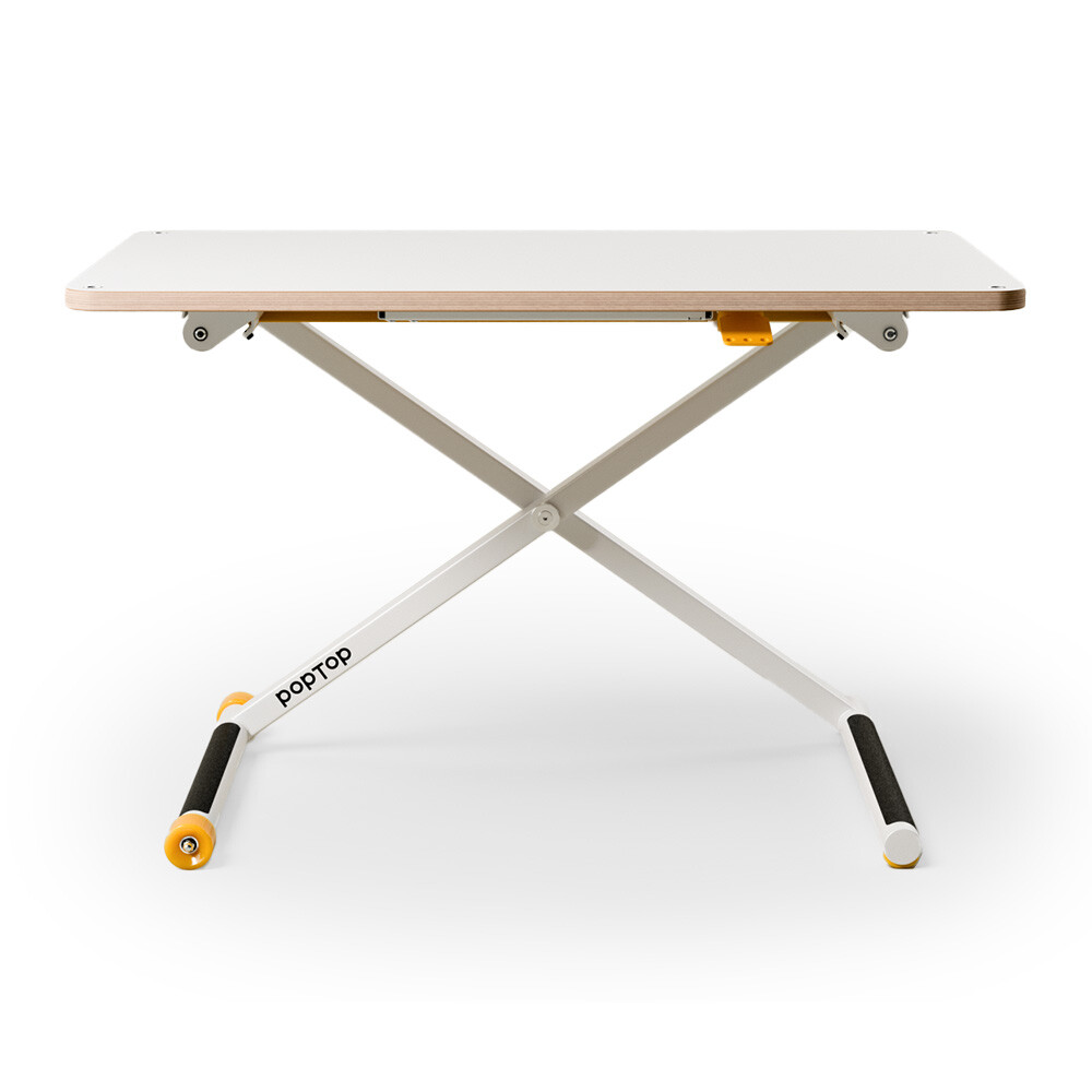 poptop Kinderschreibtisch - kinderleicht verstellbar ohne Strom / Größe: 115x65 cm / Farbe: Weiß / Gestell-Farbe: Weiß